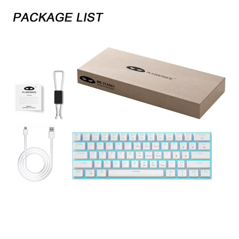 Magegee Star61 60% Mechanical Gaming Keyboard - 3-Mode Connectivity, RGB Backlit, Hot-Swappable Custom Switches, Dye-Sub PBT Keycaps, and Interchangeable Keycaps for Ultimate Personalization